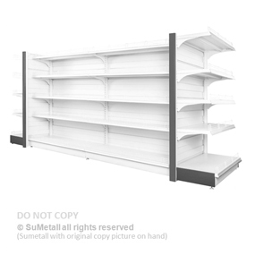 Convenience Store Shelving with Metal Infill Panel