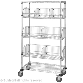 Zinc Galvanized Wire Shelving with Wheels